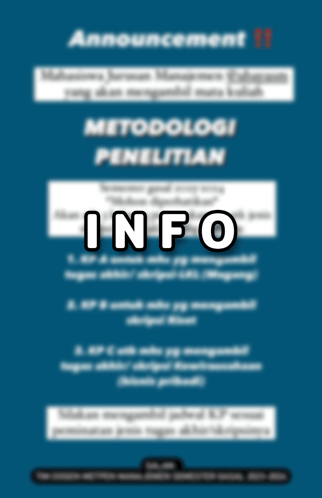 Info : Jurusan Manajemen yang akan mengambil Metpen